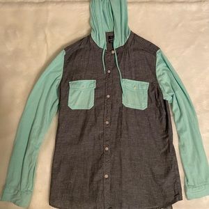 Empyre Teal and Gray Button Down Shirt